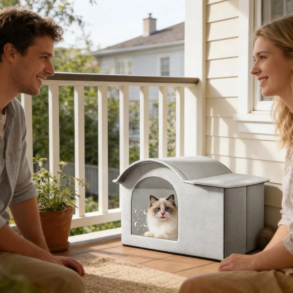 Cuccia Refrigerante per Gatti | Cuccia per Gatto con Pacchetto Ghiaccio Pieghevole | Casetta Estiva Pieghevole per Cuccioli - per Interno, Giardino, Campeggio e Viaggi