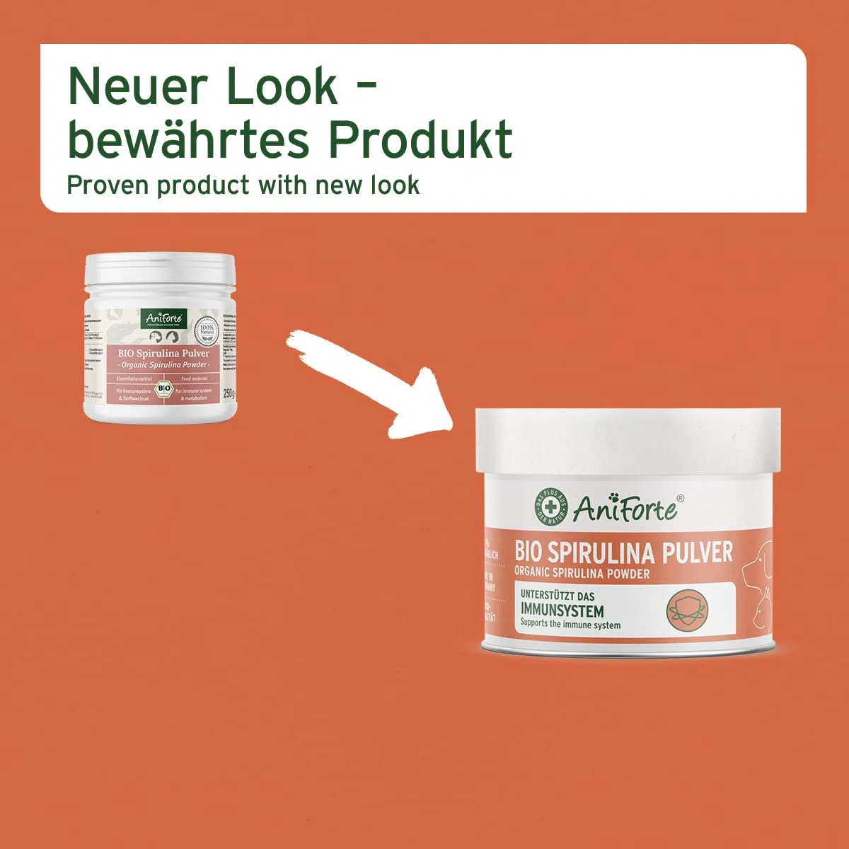 AniForte - Spirulina Bio in polvere per cani e gatti 250g - microalghe supporta la pelle e il mantello, sistema immunitario e processi metabolici, vitamine e minerali