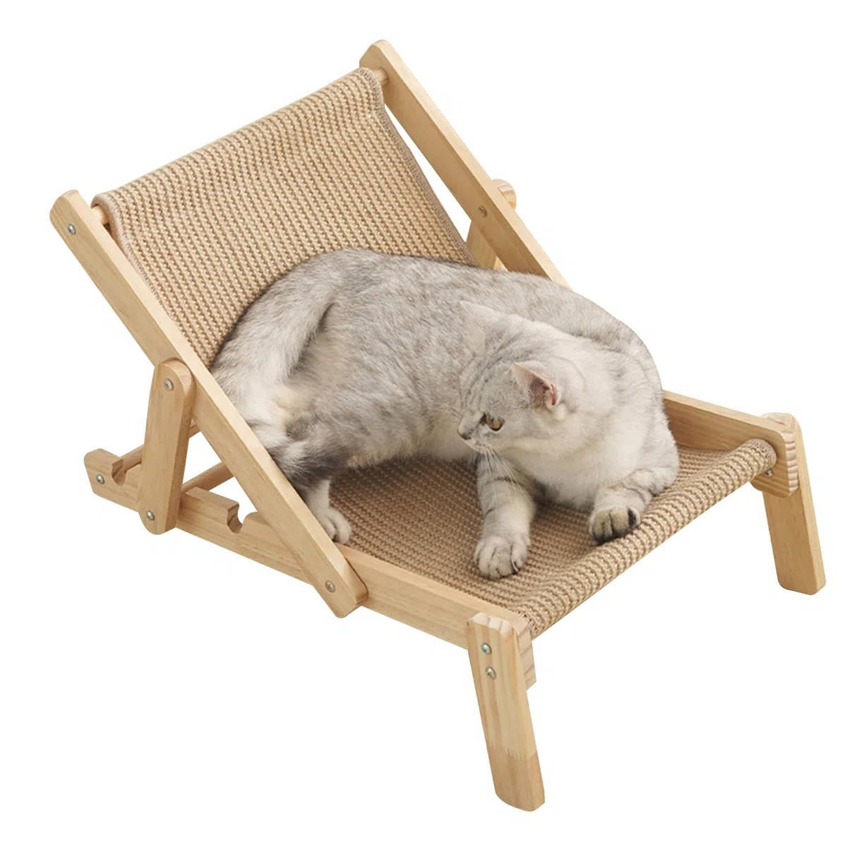 Sedia Per Gatti - Lettino Per Micetti In Canapa Sisal | Amaca Per Micini | Brandina Portatile Per Interno | Legno Di Legno Regolabile Elevato Di Gatto | Pieghevole Rialzato Per Gattini
