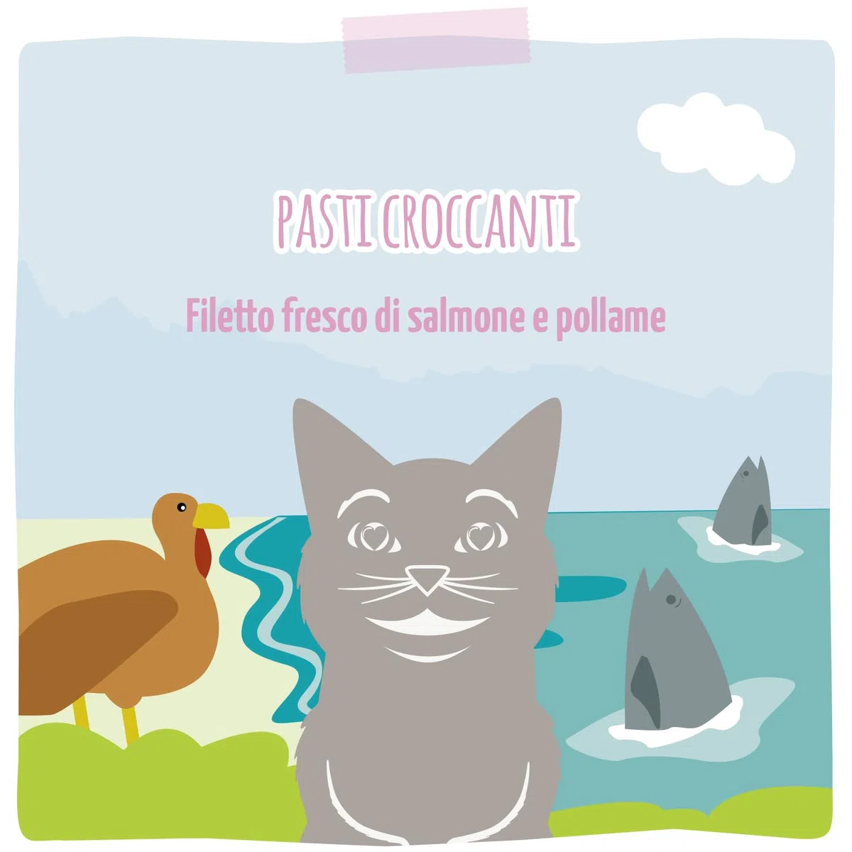 MjAMjAM - Crocchette premium per gatti - Pasti croccanti - Filetto di salmone fresco e pollame, confezione singola (1 x 1,5 kg), senza cereali