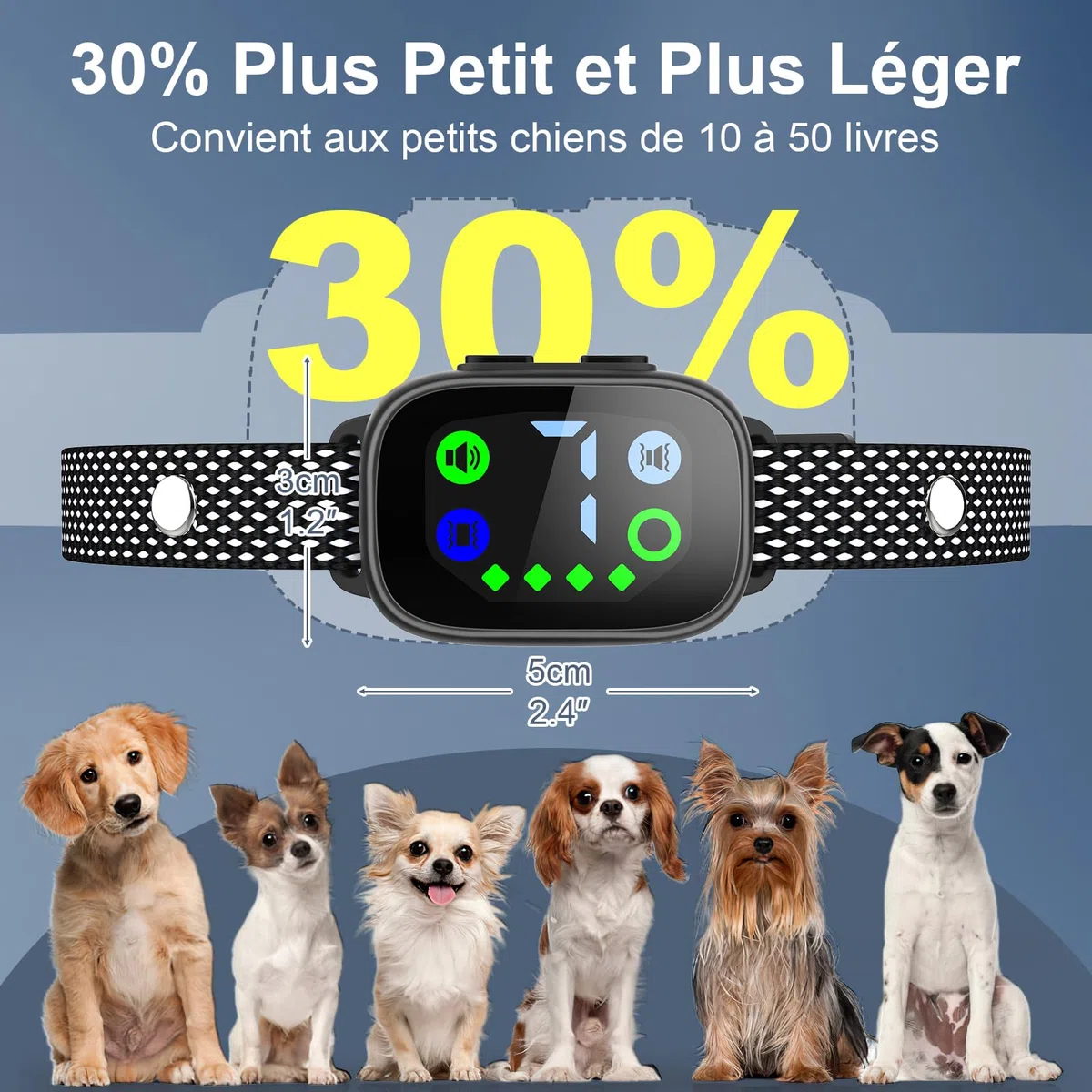 PcEoTllar Collare Antiabbaio per Cani, Collare Vibrante per Stop all'abbaiare, Ricaricabile Collare Elettrico per Cani di Piccola Media Grande Taglia, Suono/Vibrazione/Suono+Vibrazione, Nero