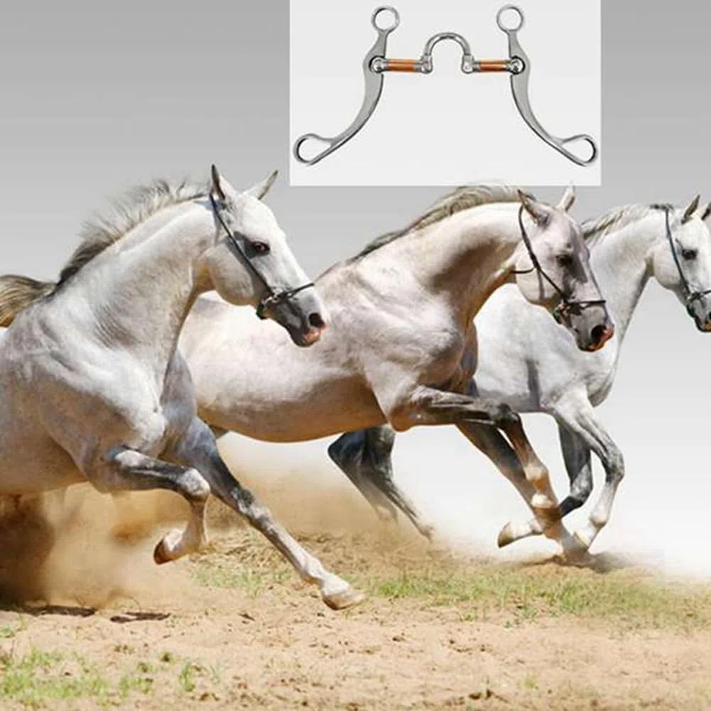 Anneth Snaffle Bit Horse Bits in Acciaio Inossidabile Western Snaffle Bits per Bocca da Addestramento con Porta in Rame