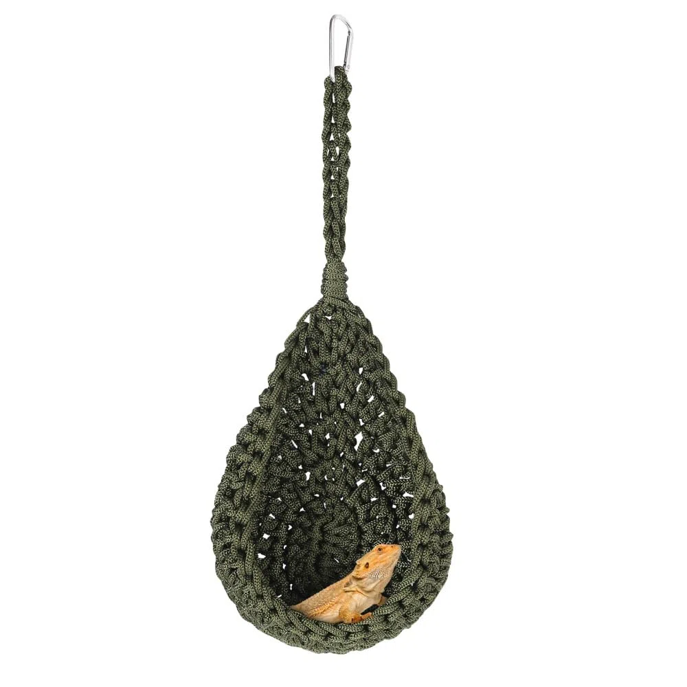 DONGKER Amaca per Rettili, Letto Sospeso per Drago Barbuto in Corda Nylon Intrecciata a Mano, Altalena per Rettile, Geco, Lucertola, Uccelli, Pappagalli