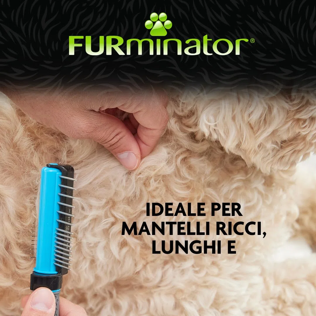 FURminator 2in1 Spazzola districante e Pettine per Cani - Ideale per Barboncini e Doodle - Rimuove Delicatamente Nodi e grovigli - per Una toelettatura Senza Stress