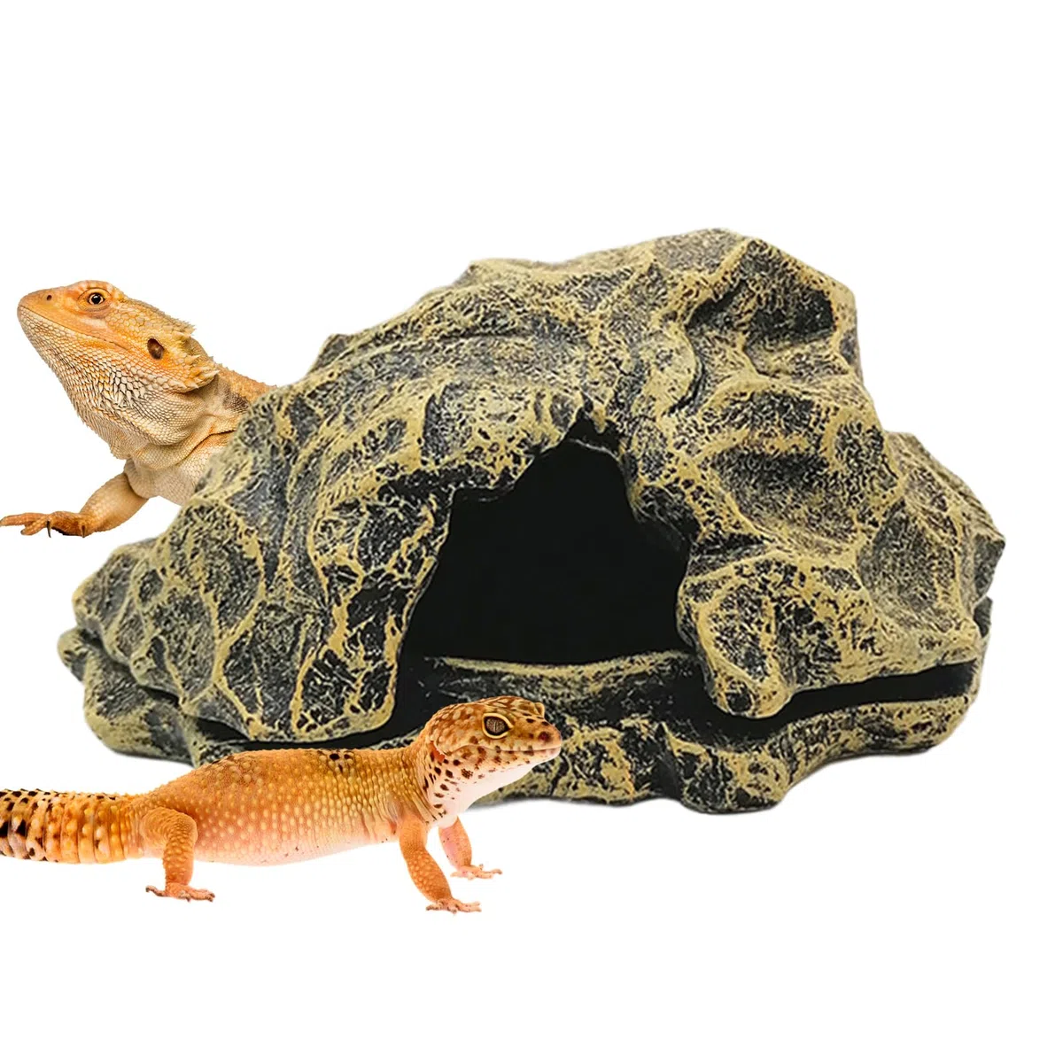 Tana Per Rettili | Roccia Finta in Resina Caverna per Drago Barbuto per Terrario | per Acquario Paesaggio Zona per Prendere il Sole Decorazione per Tartarughe d'Acqua Gamberi Granchi