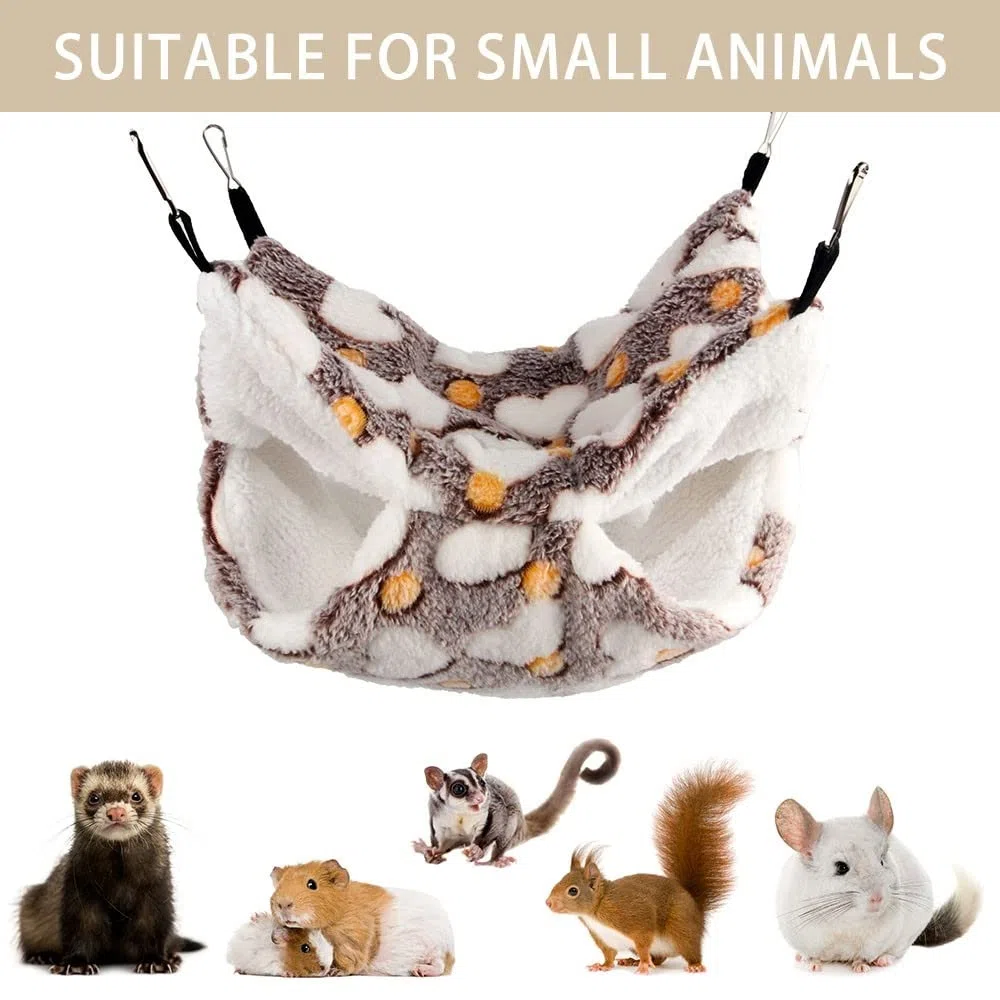 MiOYOOW Amaca per piccoli animali, Amaca calda per Furetto Amaca morbida a doppio strato per criceti, topi, scoiattolo, cincillà, maiale d'India, giocando a dormire 34 x 34 cm (lunghezza x larghezza)