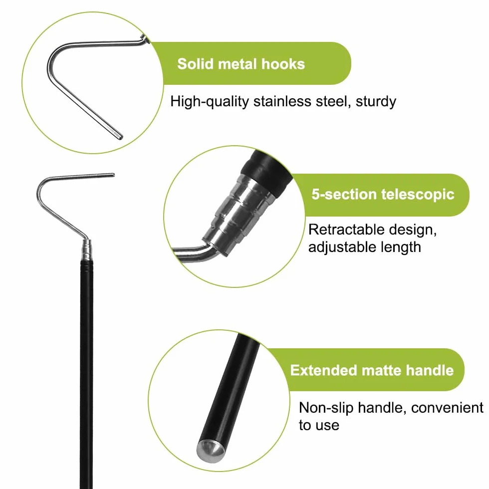 DONGKER Gancio Serpente,102cm/40 Ganci Serpenti Estensibile in Acciaio Inox per Catturare Rettili Controllo in Movimento