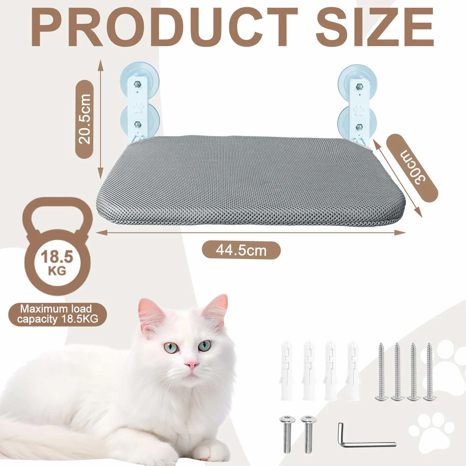 Amaca da Finestra per Gatti, Amaca Pieghevole Per gatti, Cat amaca da Finestra con Cuscino Lavabile, Traspirante Per Sorvegliare, Prendere Il Sole E Arrampicarsi,Regge Fino A 15 Kg di Peso