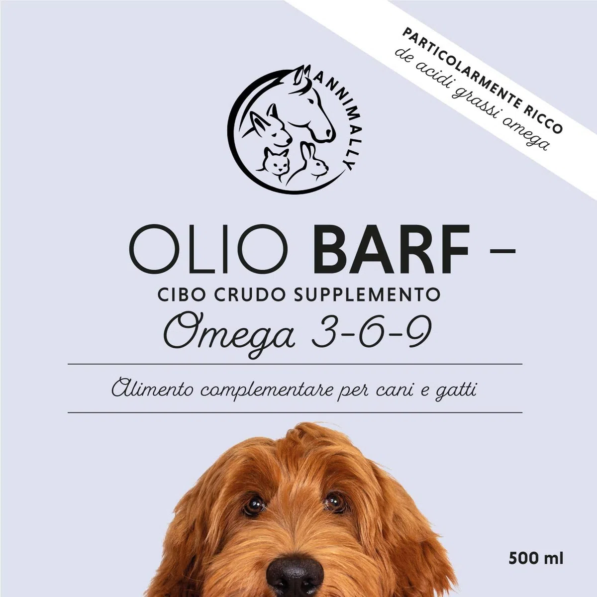 Olio BARF per cani 500 ml Olio Barf con Omega 3-6-9 composto da: olio di salmone, olio di colza, olio di canapa e olio di borragine - olio per alimentazione canina da utilizzare come condimento