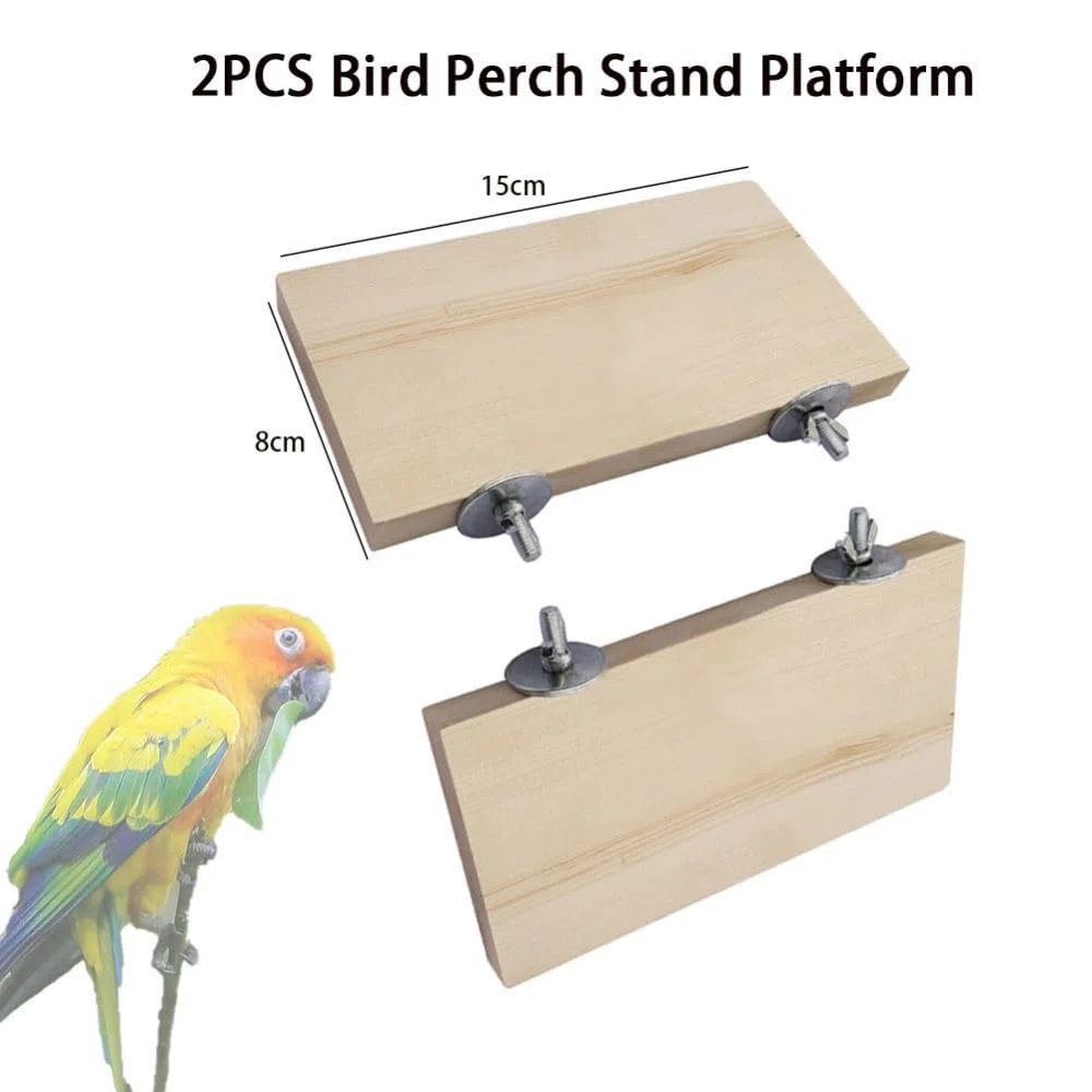 Piattaforma piatta in legno per uccelli, 2 pezzi, piattaforma per arrampicata per animali domestici, accessori per piccoli animali, parrocchetti, pappagalli, cincillà, criceti, ratti, topi e