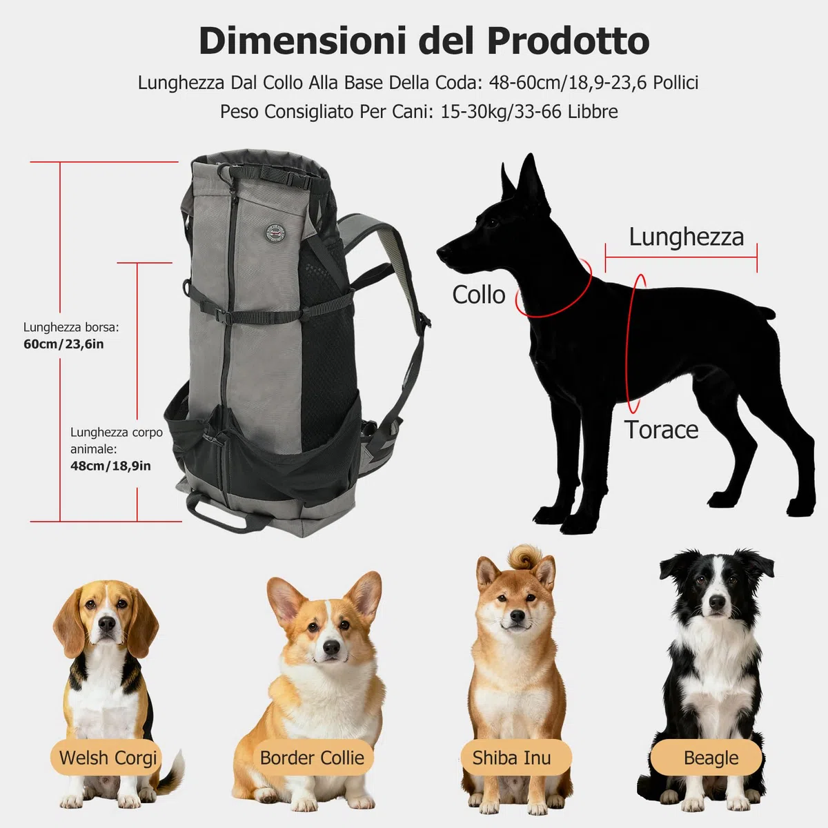 PETCUTE Zaino per Cani,Zaino Traspirante per Gatti con fodera Impermeabile,Trasportino Pieghevole per Cani con Imbracatura di Sicurezza,Imbottitura Rimovibile, per Viaggi,Passeggiate all'aperto