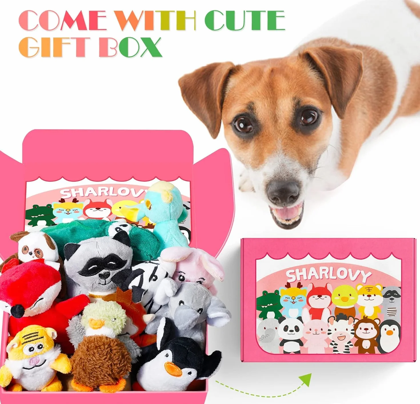 SHARLOVY Giocattoli cigolanti per cani di piccola taglia, giocattolo per cuccioli di animali di peluche, giocattolo da masticare per cuccioli carini per dentizione del cane.