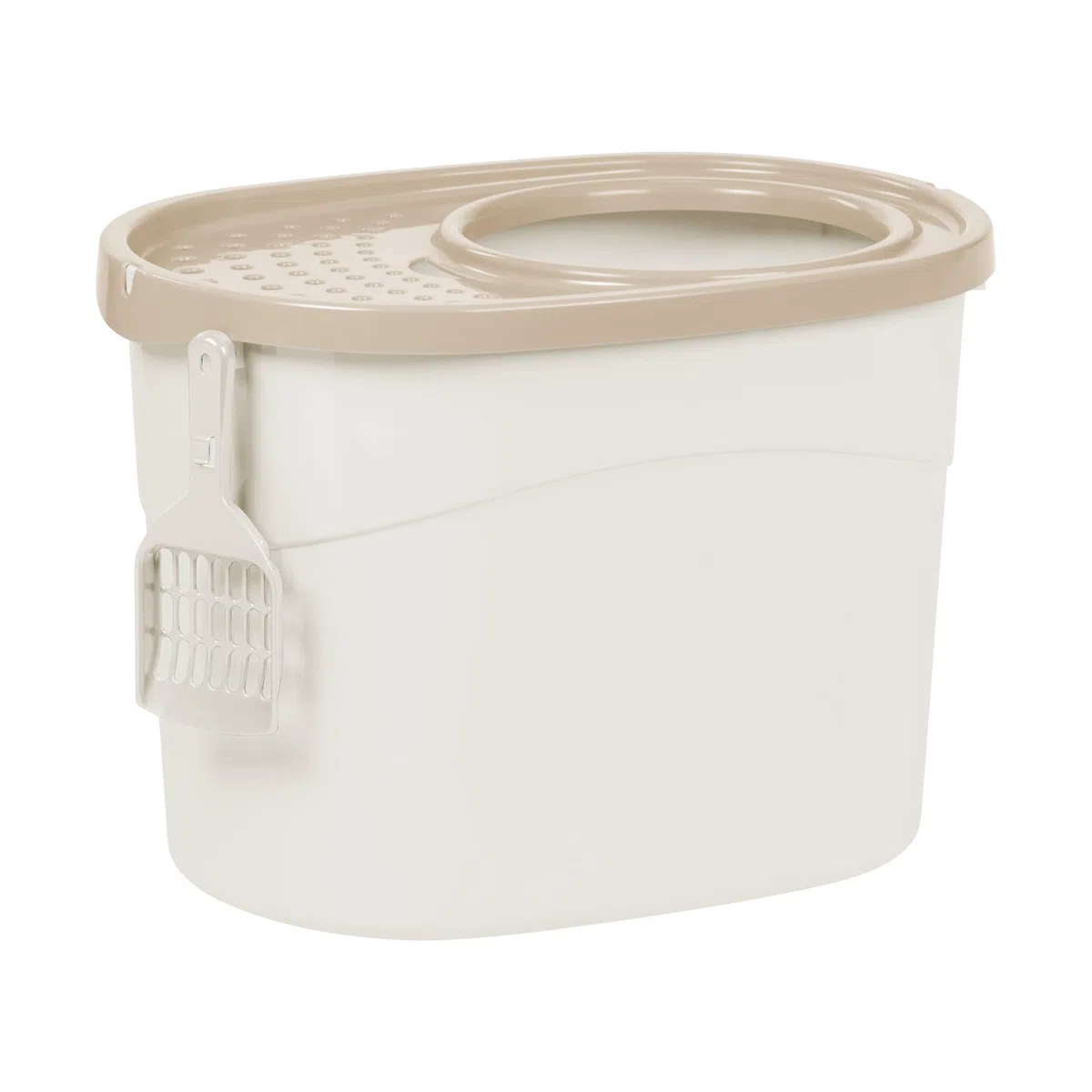 Iris Ohyama Lettiera per Gatti, Fino a 7kg, 1 Pala, Beige, Ingresso Top, Cat Litter Trey, Chiuso, Per Gattini, Lato alto, Con cappuccio, Grande, Senza BPA, Profondo, Facile da pulire, TECL-20