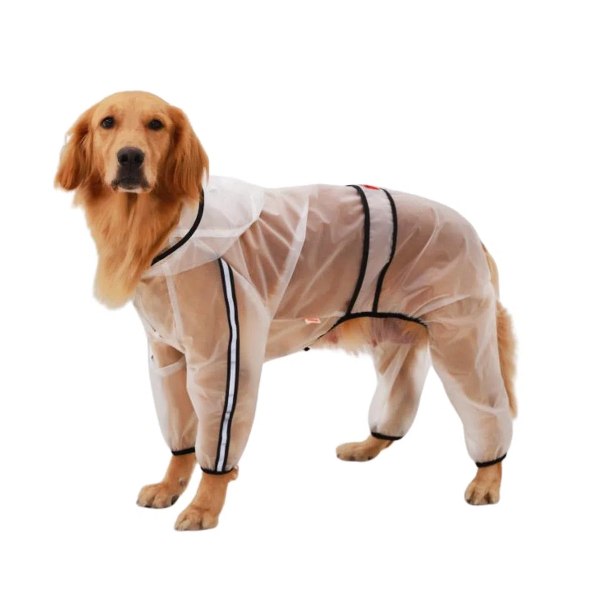Impermeabile per cani con zampe, impermeabile trasparente per cani di taglia grande con quattro zampe, con strisce riflettenti e cappuccio, tuta per cani di taglia media e grande (7XL)