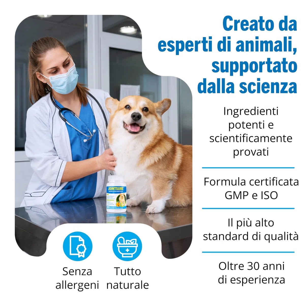 JOINTSURE Integratori per Cani Articolazioni 120 Compresse | Supporta la Mobilità e le Articolazioni di Cani Anziani e Adulti | Condoprotettori con Glucosamina, Condroitina, Cozza Verde