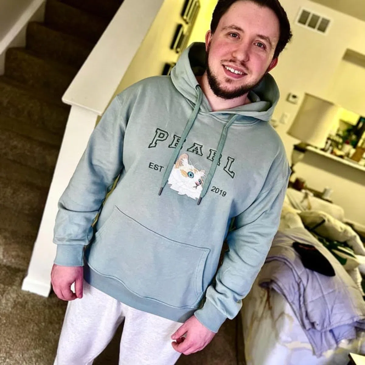 Felpa personalizzata cane con foto + nome ricamato cappuccio