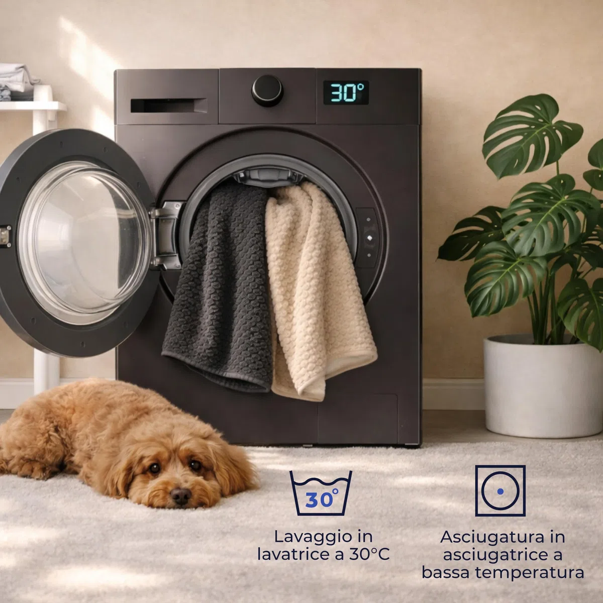 Dreamzie Coperta Impermeabile per Cani 80x100cm - Copridivano Impermeabile per Animali - Reversibile e Lavabile in Lavatrice in Pile Sherpa per Letto o Divano - Blu navy