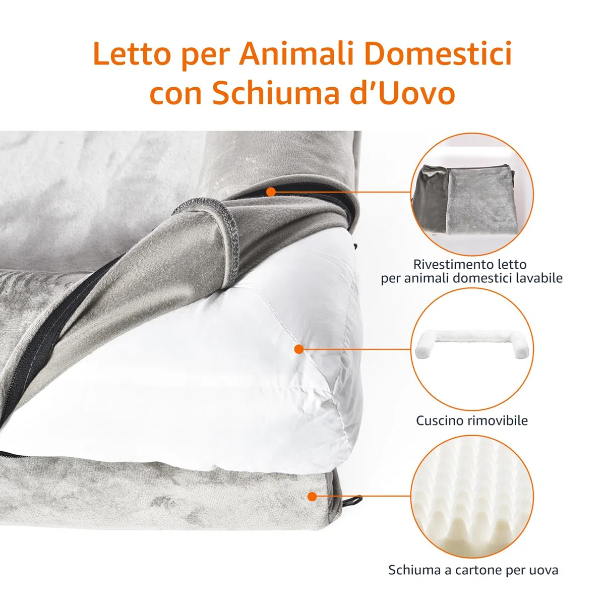 Amazon Basics Cuccia per cani e altri animali domestici, in stile divano, per salotto, in schiuma, sfoderabile, Taupe, 91 x 69 x 17 cm (L x W x H)