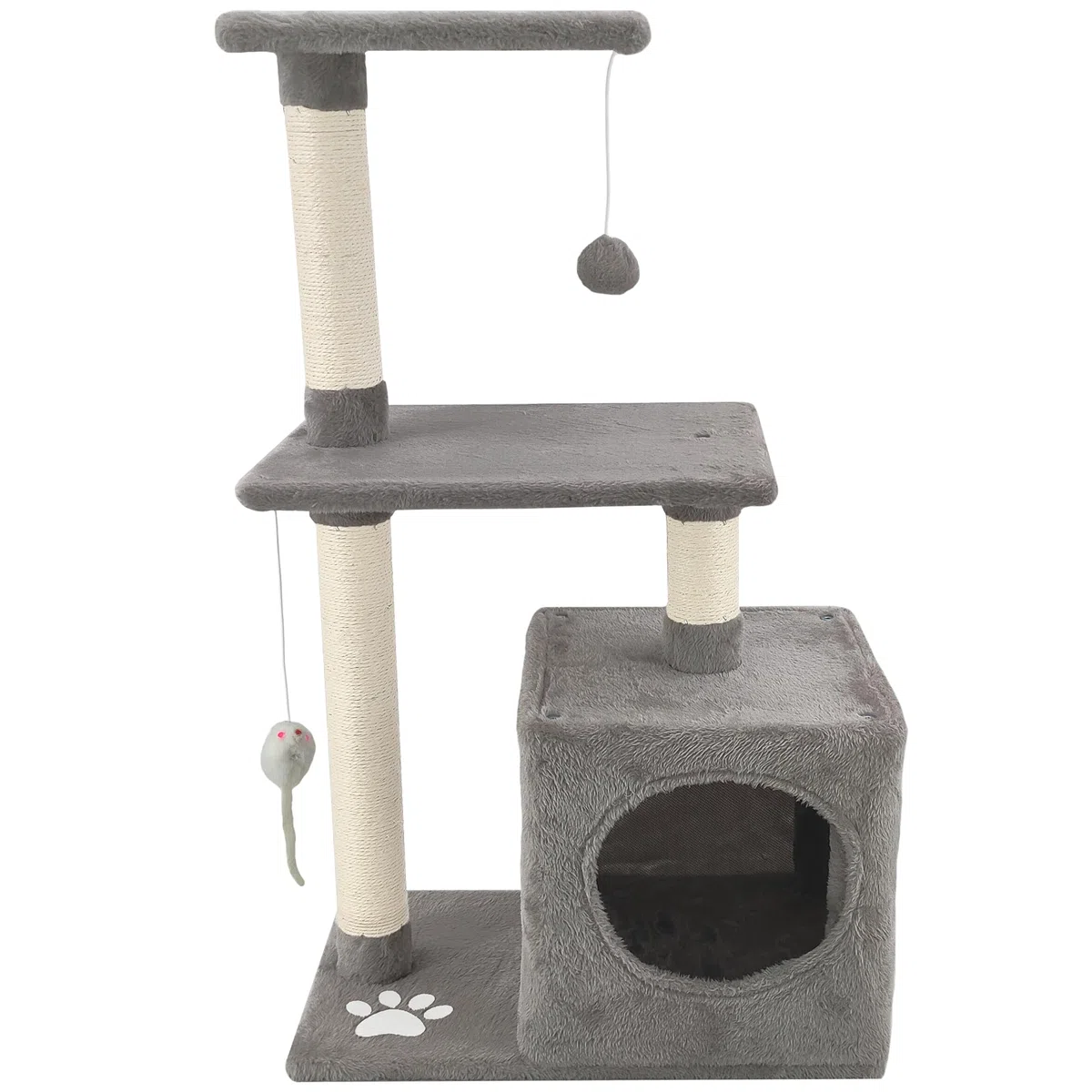 Beltom® Tiragraffi per Gatti 85 cm. Parco Gioco Giochi GRAFFIATOIO SISAL Cuccia Albero Gatti Tira Graffi Palestra - Grigio