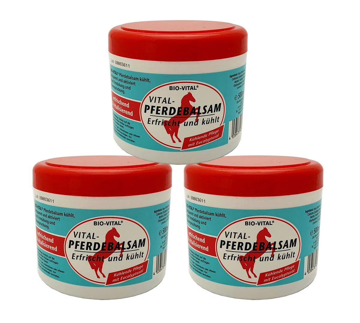 3 x 500 ml BIO-VITAL balsamo per cavalli verde con olio di eucalipto, rinfresca, rinfresca e rivitalizza. Ideale per i proprietari di cavalli e professionisti della cura dei cavalli.