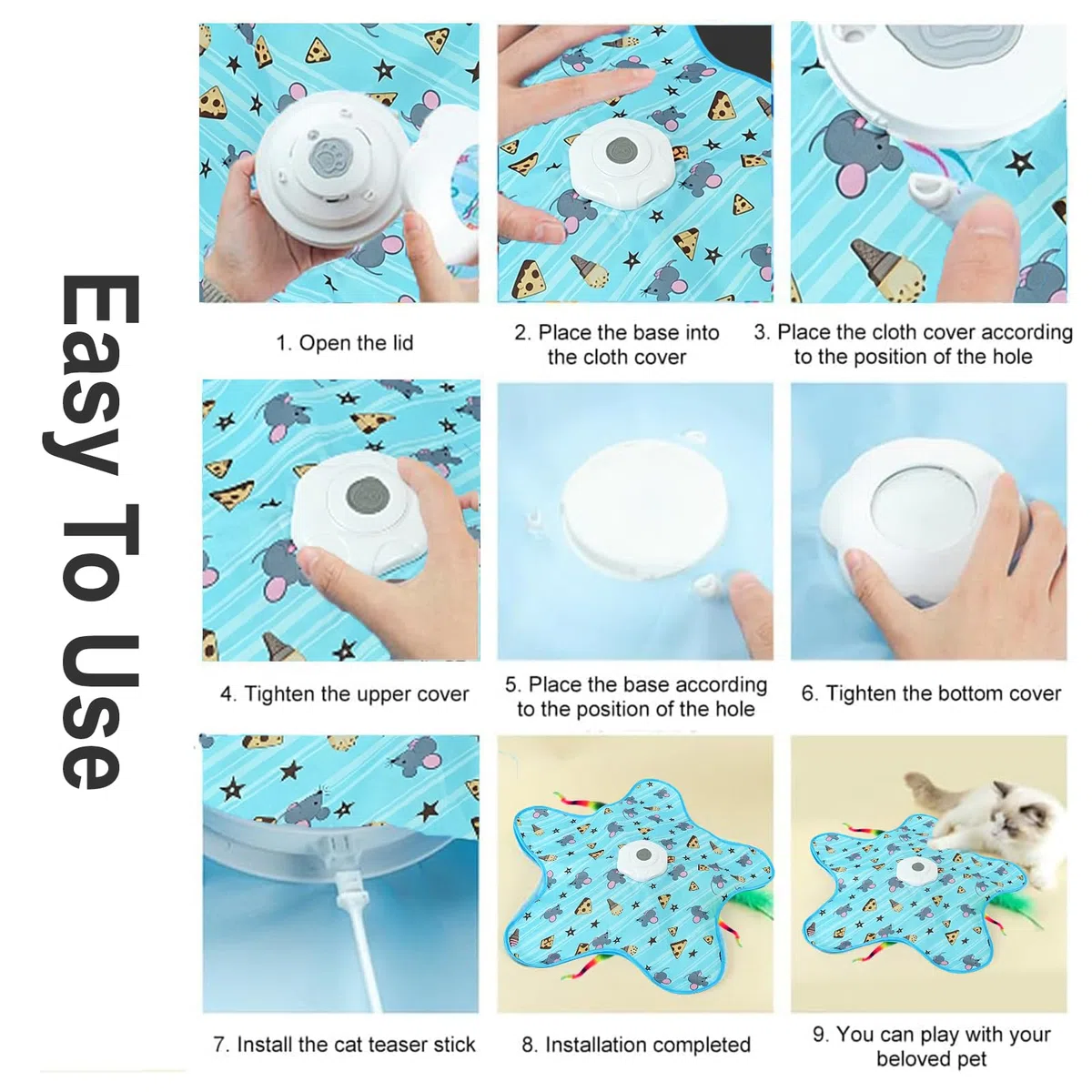 Tappeto Interattivo Gatto, Giochi per Gatti, Giocattolo Intelligente Interattivo per Gatti con molle Rimovibili, Ricaricabile Giocattolo interattivo per gatti interni (Color 2)