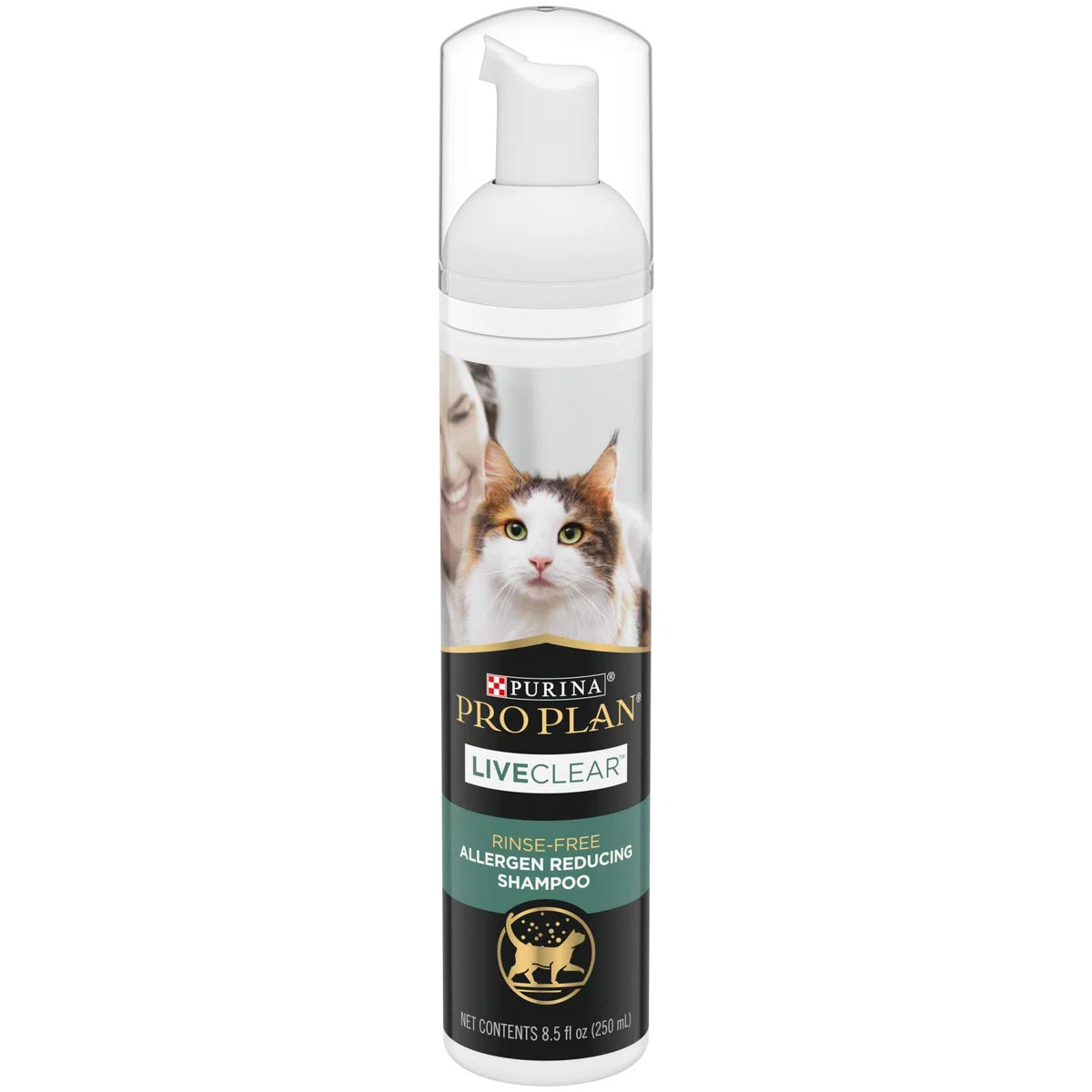 Purina Pro Plan Rinse Free, Allergen Reducing Dry Shampoo for Cats, LIVECLEAR Cleansing Foam - 8,5 oz