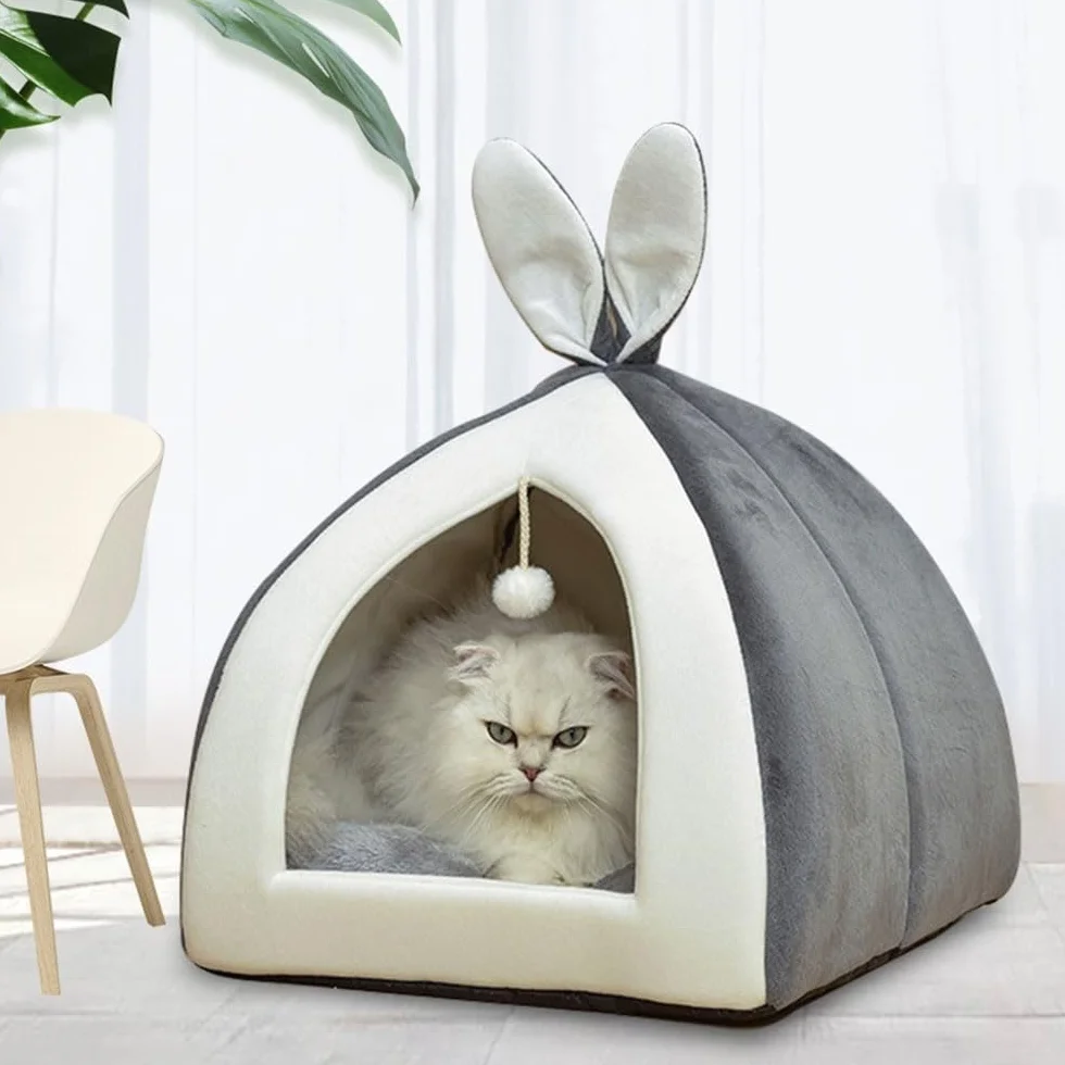 cuccia gatto chiusa, cuccia per gatti Con giocattolo sospeso, lettino gatto, Adatto ad animali domestici di peso inferiore a 6 kg, Resiste efficacemente al freddo, L (XL)