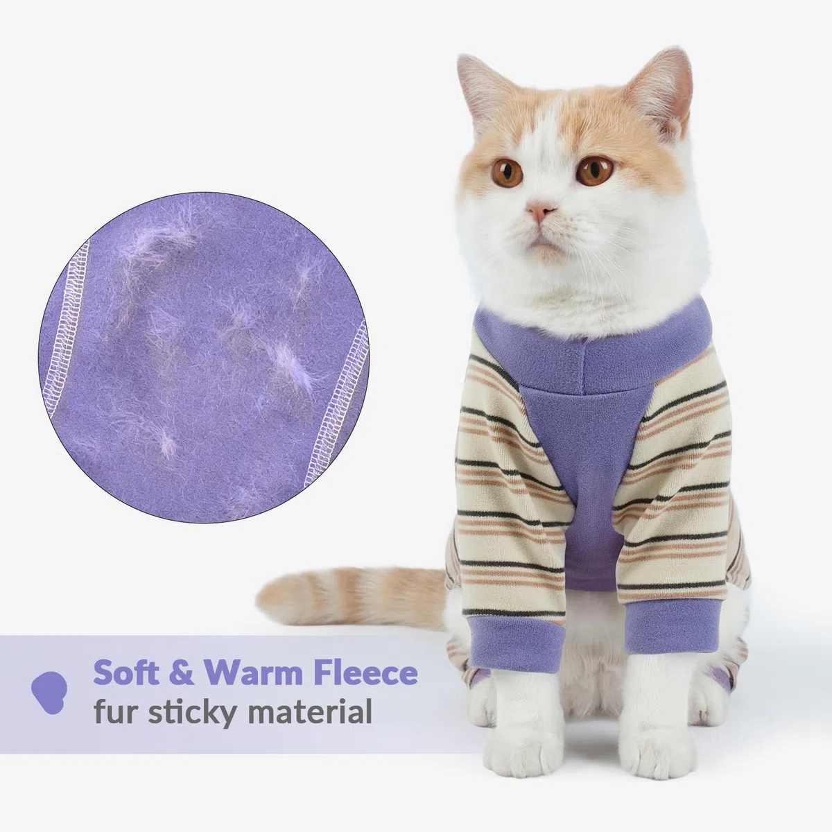 Tuta Post Operatoria Gatto, Morbido Body Gatto Post Operatorio con Manica Lunga Maglioncino per Gatto Coprire i Punti dopo l'operazione(Viola, XL)