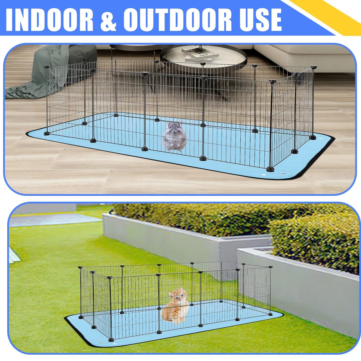 2 Pezzi Blu 150×100 Tappetino Impermeabile per Box Animali Domestici: Rivestimento per Gabbia di Porcellini d'India, per conigli, Cavia e altri piccoli animali, Tappetino Gabbia per Cavie