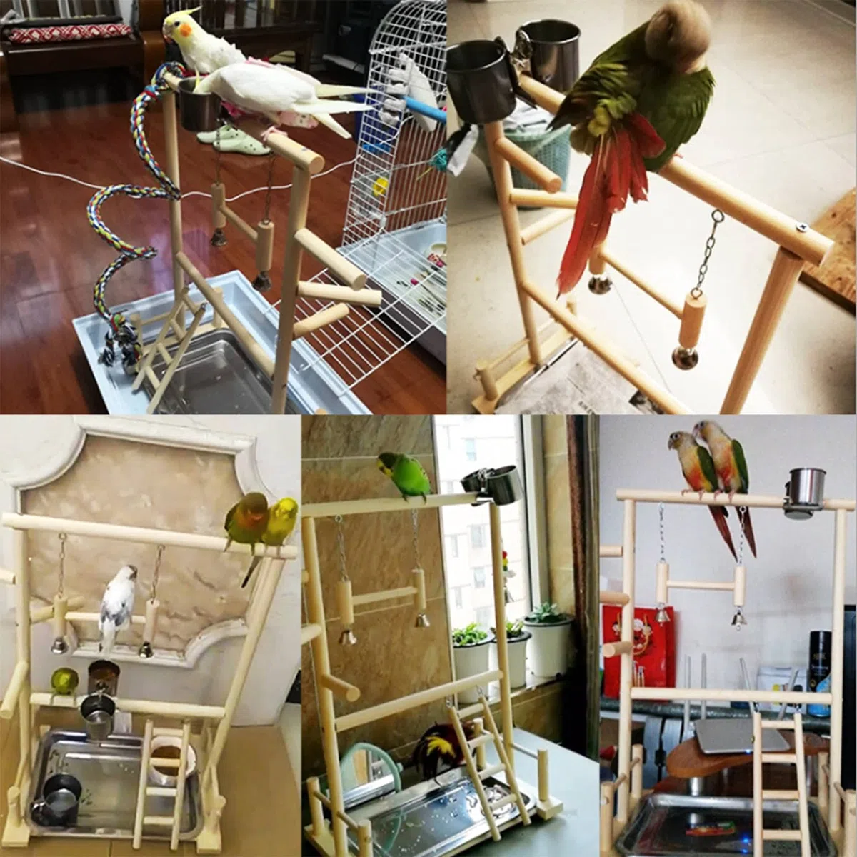 giochi per pappagalli, in legno naturale pappagalli, persico, palestra, parrocchetto e giochi per esercizi
