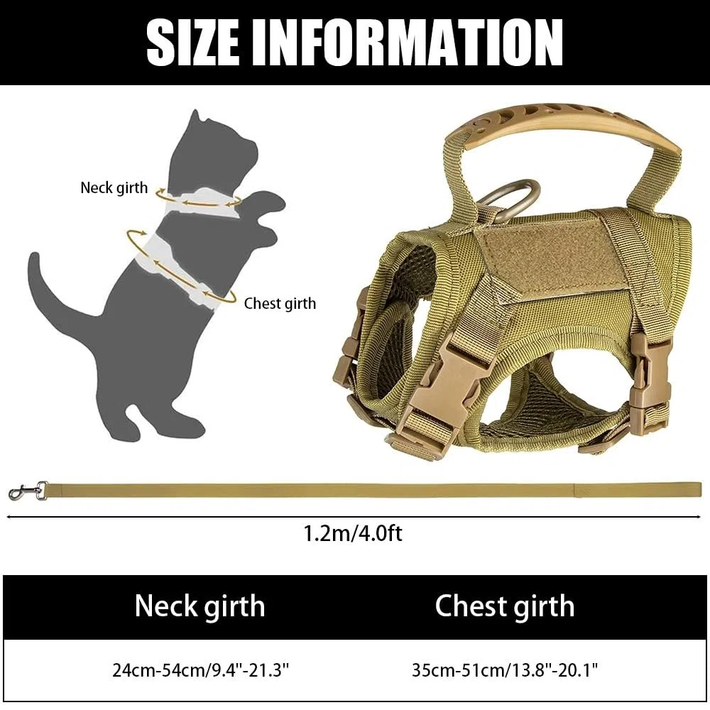 DONGKER Pettorina per Gatti Tattica,Imbracatura per Gatto Regolabili con Fibbia ad Anello a D Kit Pettorine Impermeabile per Animali Allenamento Sportivo All'aria Aperta
