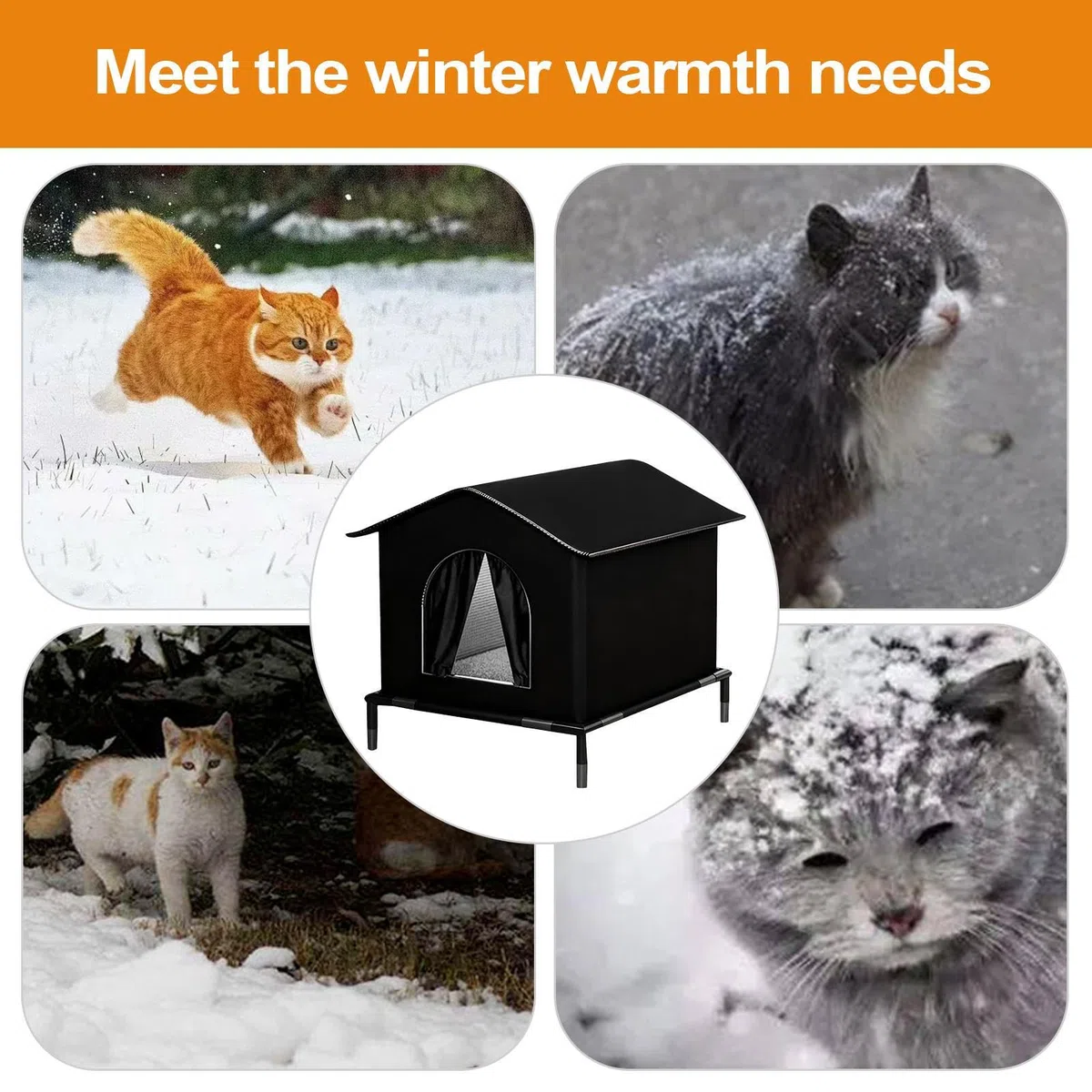 Cuccia Gatto Esterno Sollevata, Rifugio Per Gatti Da Esterno, Casa Per Gatti Impermeabile Isolata E Resistente Alle Intemperie Con Tappetino, Calda E Chiusa Per Animali