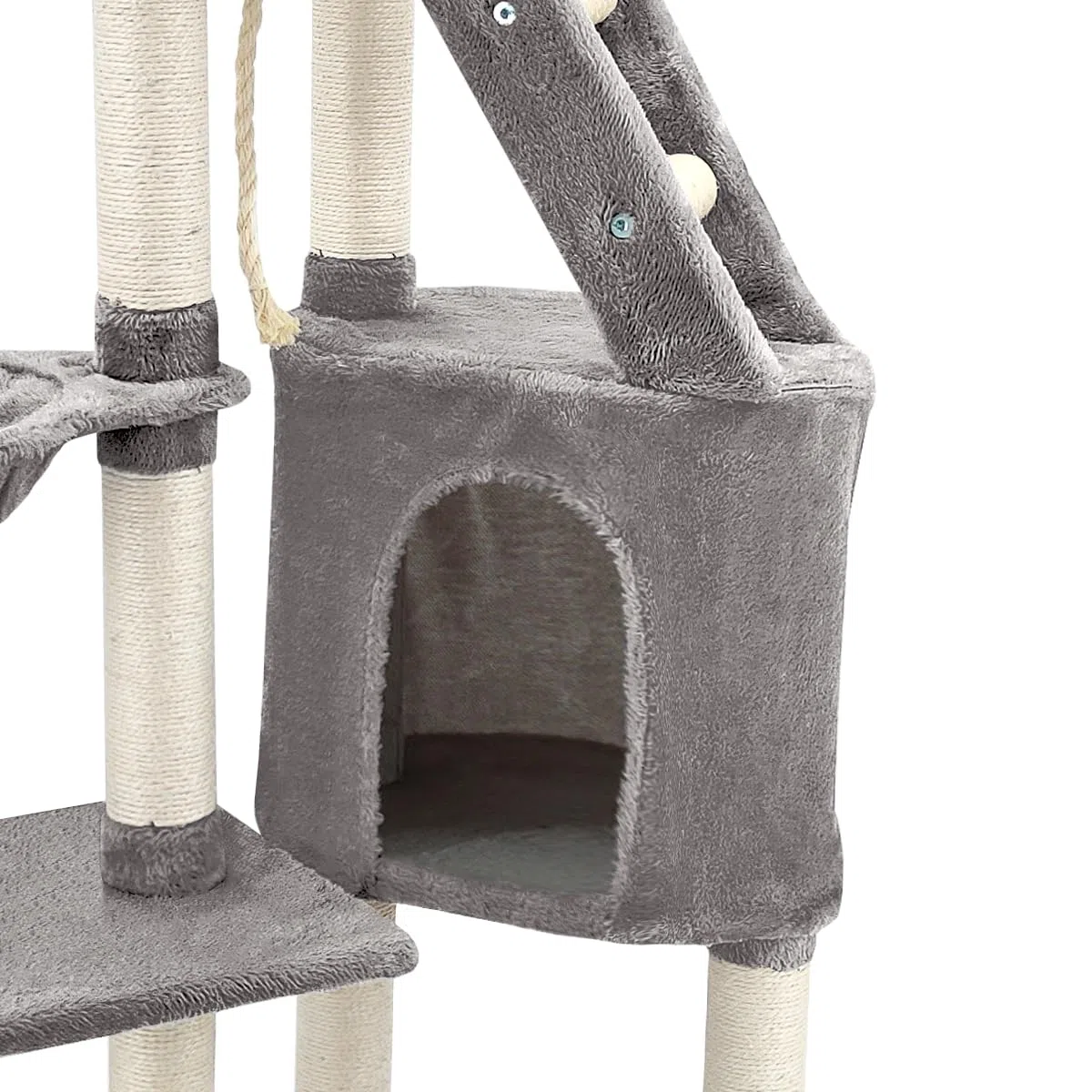 Beltom® TIRAGRAFFI per Gatto 120 CM Gioco Parco Giochi Cuccia Gatti GRAFFIATOIO SISAL Albero CUCCE Tira GRAFFIO Palestra - Grigio