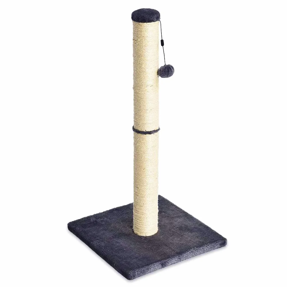 Amazon Basics Tiragraffi per gatti da interno, standard, con giocattolo pendente, 80 cm, grigio