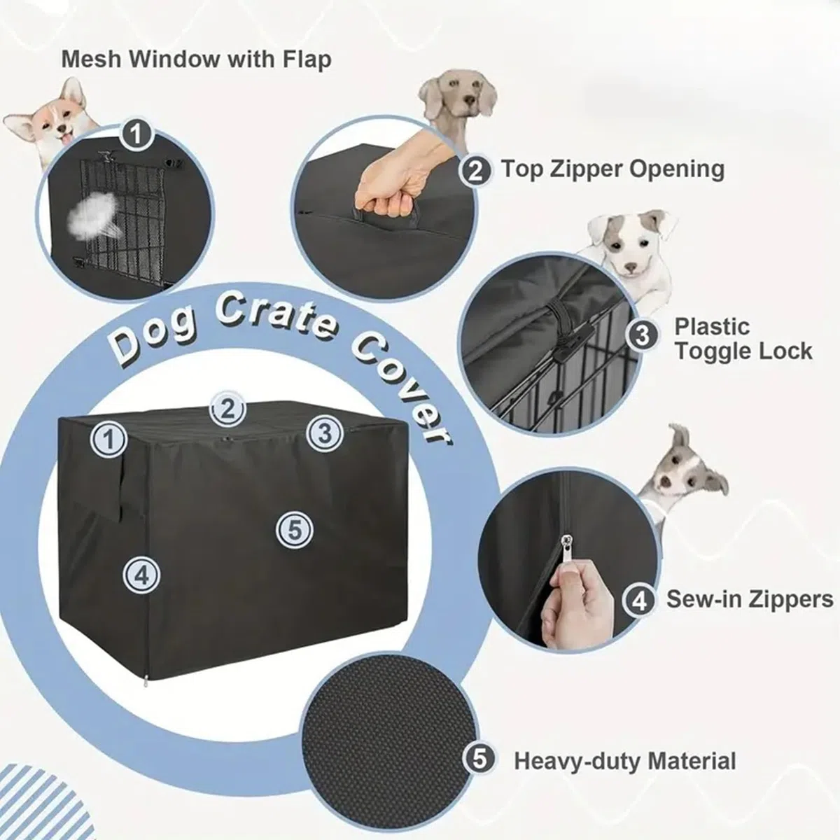 Oxford - Copertura per cuccia per cani – Protezione impermeabile per gabbia per animali domestici, antivento | accessorio per recinzione per animali da interno ed esterno, resistente alle intemperie