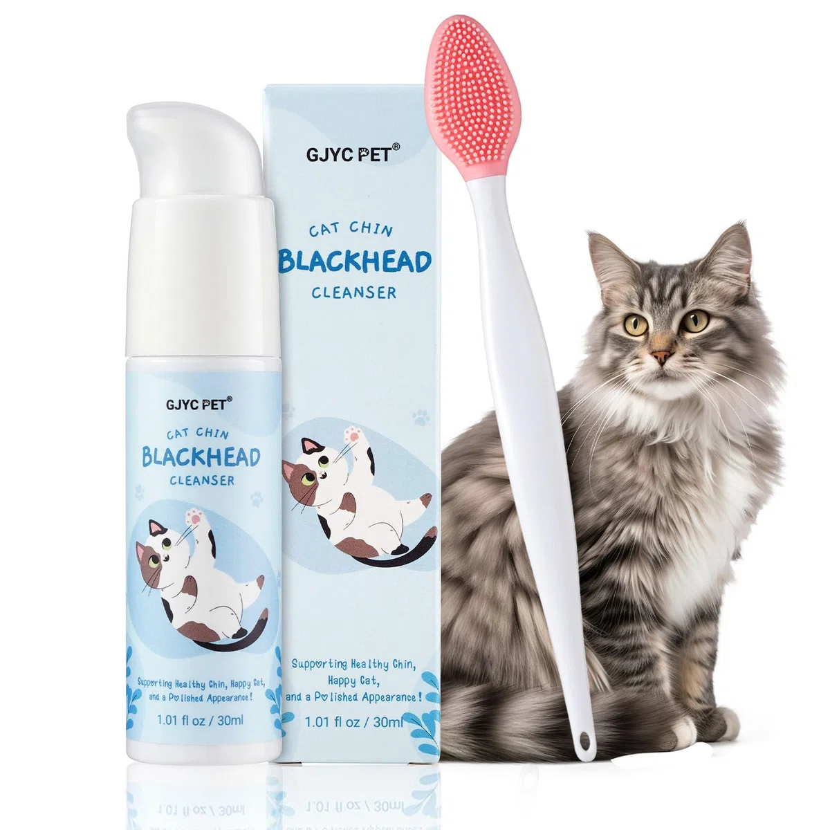 Crema per Acne Felina, Set di Cura per il Mento del Gatto - Rimuove Delicatamente i Punti Neri del Mento del Gatto, Dotato di Spazzola per la Pulizia dell'Acne Felina, Cura la Morbidezza e la
