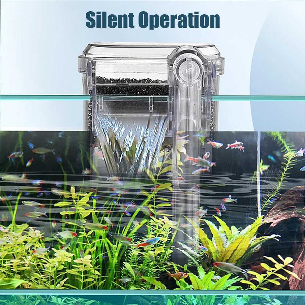 DONGKER Filtro Acquario,250 l/h 2,5 W USB Filtri Acquari Sottile da Appendere Retro con Flusso Regolabile Ultra Silenzioso per Acquario da 2-8 Galloni