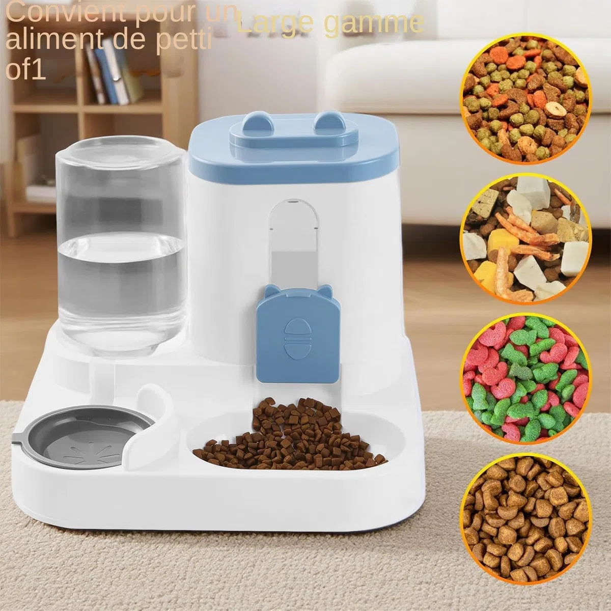 Distributore automatico 2 in 1 per gatti e cani, con serbatoio d'acqua e crocchette, mangiatoia e abbeveratoio grande capacità per animali domestici interni