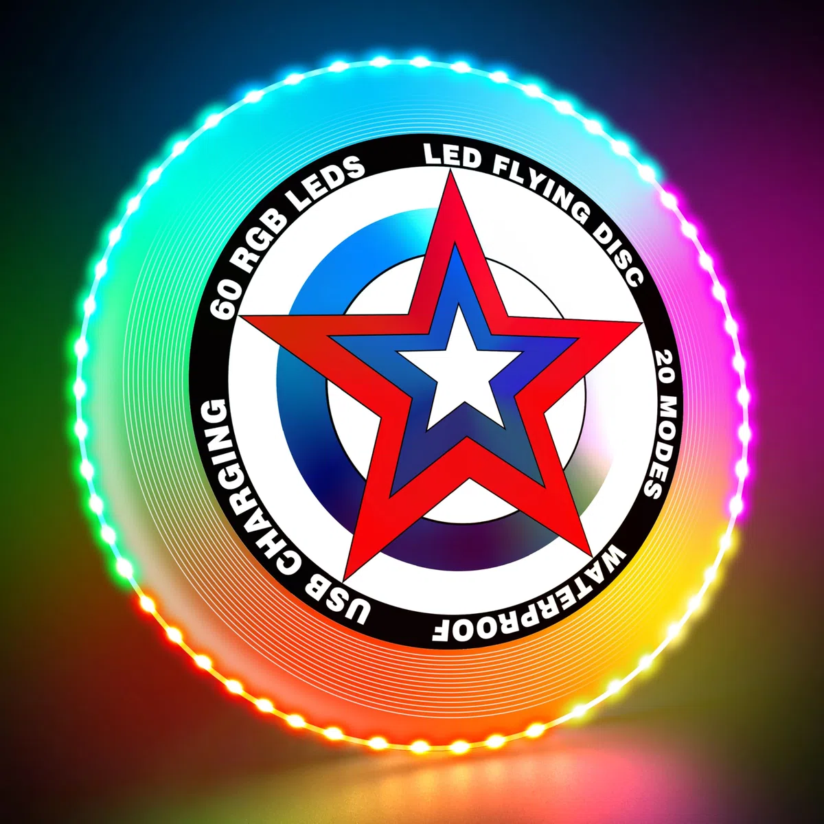 IEEILULU LED Frisbee, Disco Luminoso con 20 Effetti di Luce, Impermeabile, Frisbee con 49 LED, Giocattoli e Giochi Sportivi da Esterno per Prato sulla Spiaggia, Regalo per Adulti Bambini