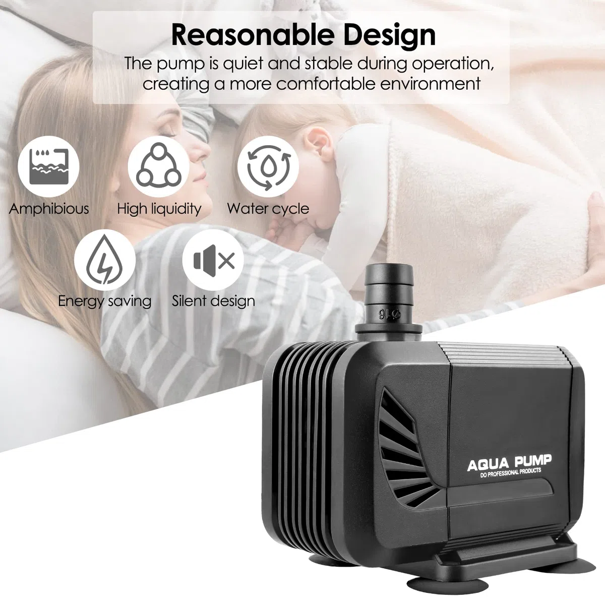 Pompa sommersa 3000l/h,40W,pompa sommersa anfibica per laghetto, pompa ad acqua silenziosa, pompa per laghetto con filtro, testa 2,8 m e 3 ugelli da 19 – 22 – 25 mm, per acquario, laghetto