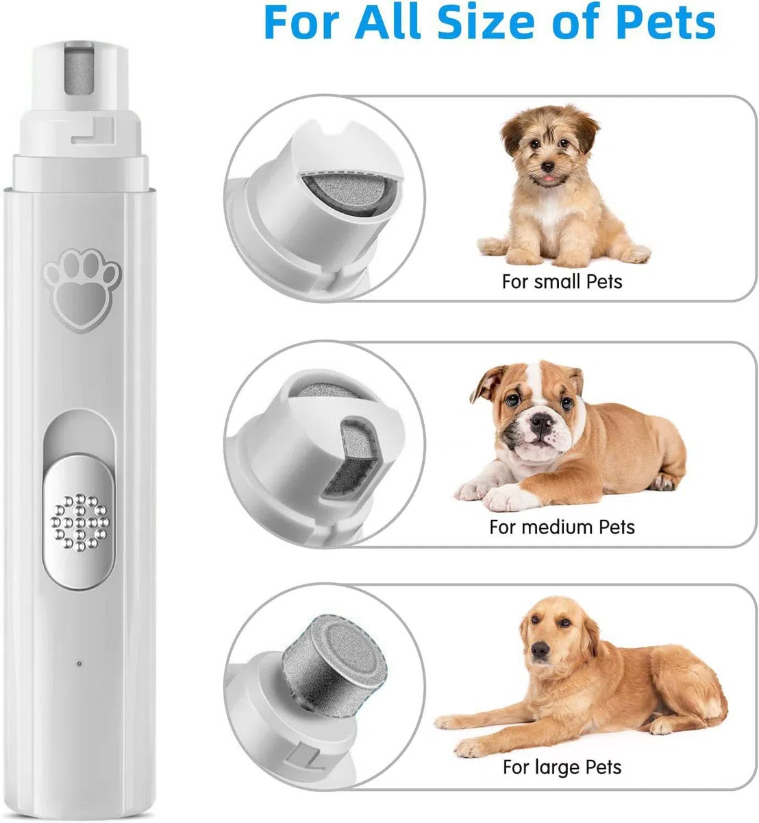 Lima Unghie Cani Tagliaunghie per Cani con Vibrazioni Tagliaunghie Elettriche Ricaricabili Ridotte a 2 velocità Professionale Taglia Unghie per Cani e Gatti di Taglia Piccola Media e Grande