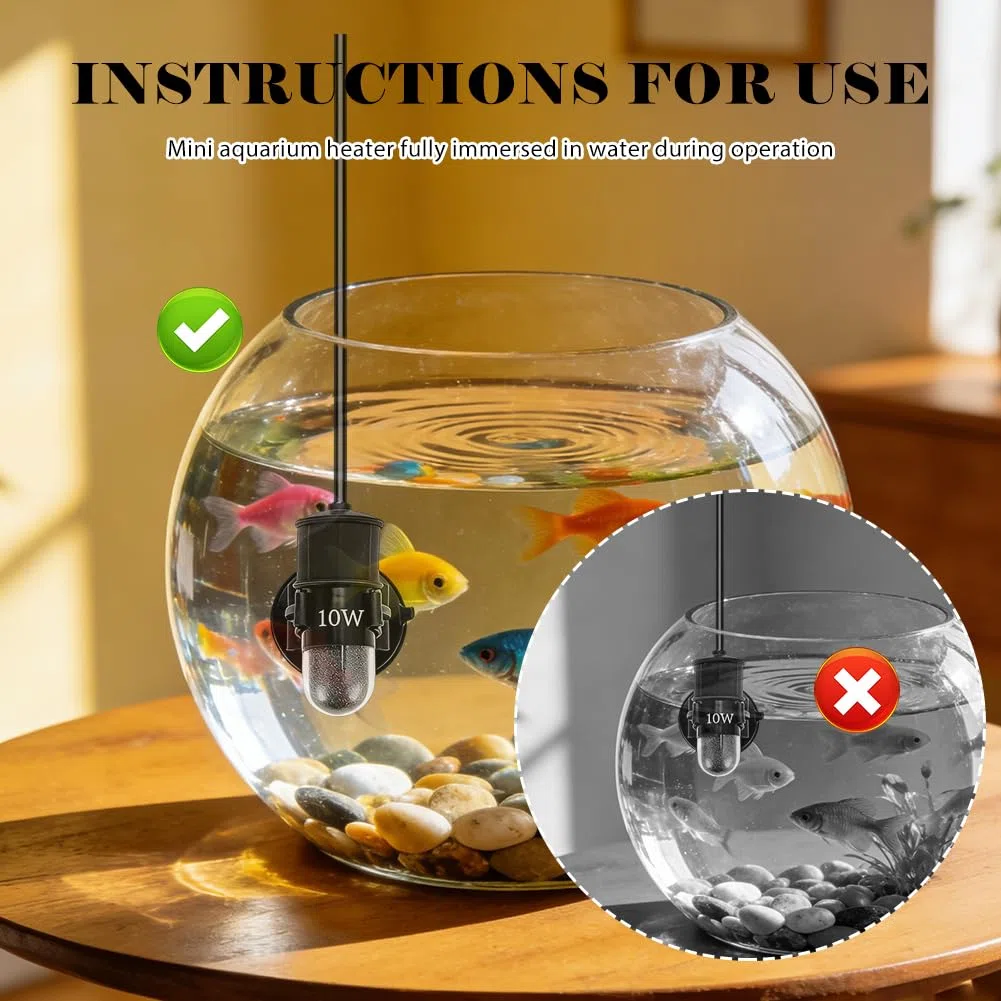 Riscaldatore per acquario, 10 W, temperatura regolabile, potente scaldabagno, scaldabagno digitale con regolatore di temperatura, barra riscaldante per acqua salata e serbatoi d'acqua dolce