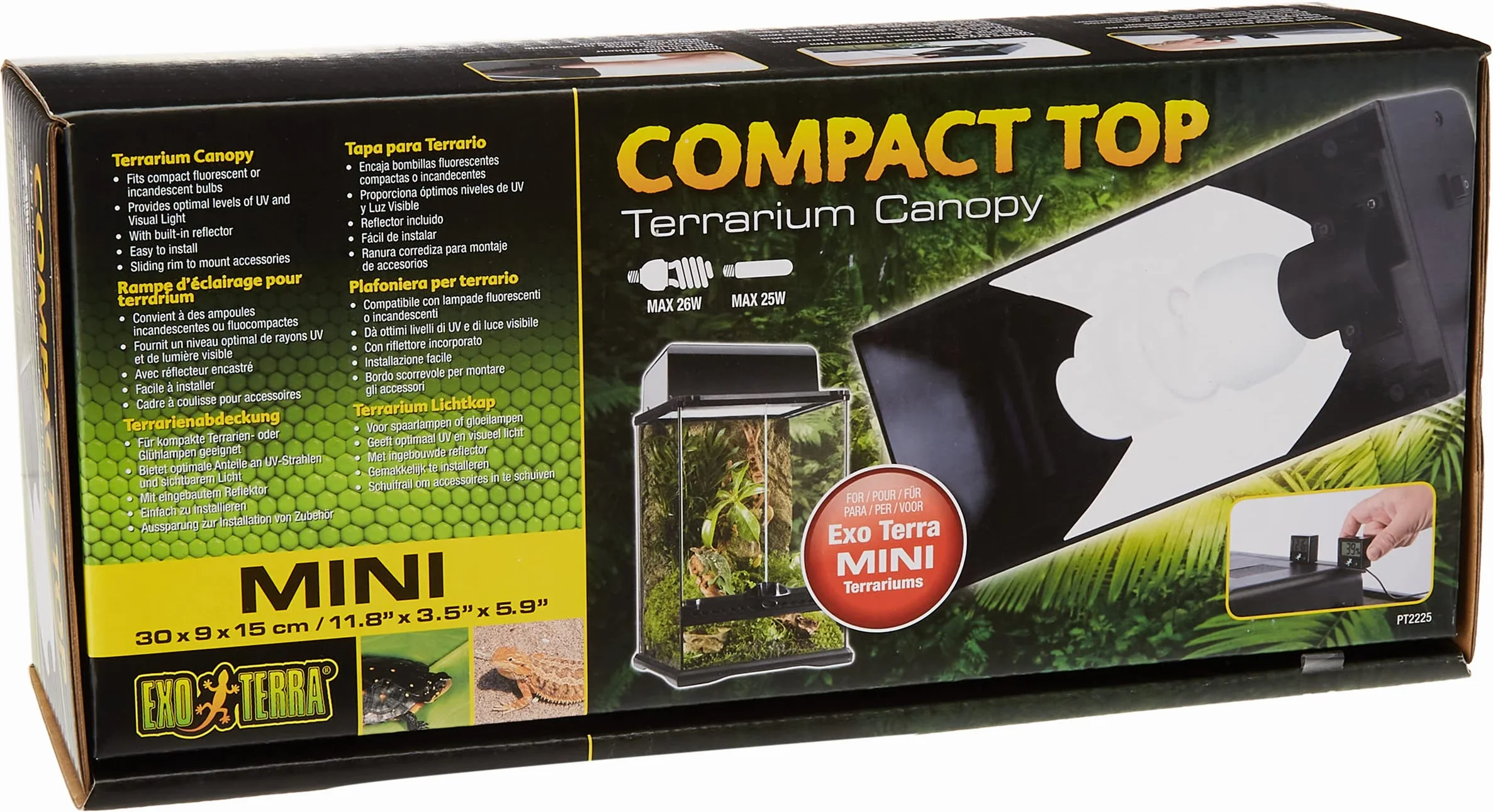 Exo Terra Compact Top, copertura per terrario, mini, per 1 lampada, con riflettore, 30 x 9 x 15 cm, attacco E27