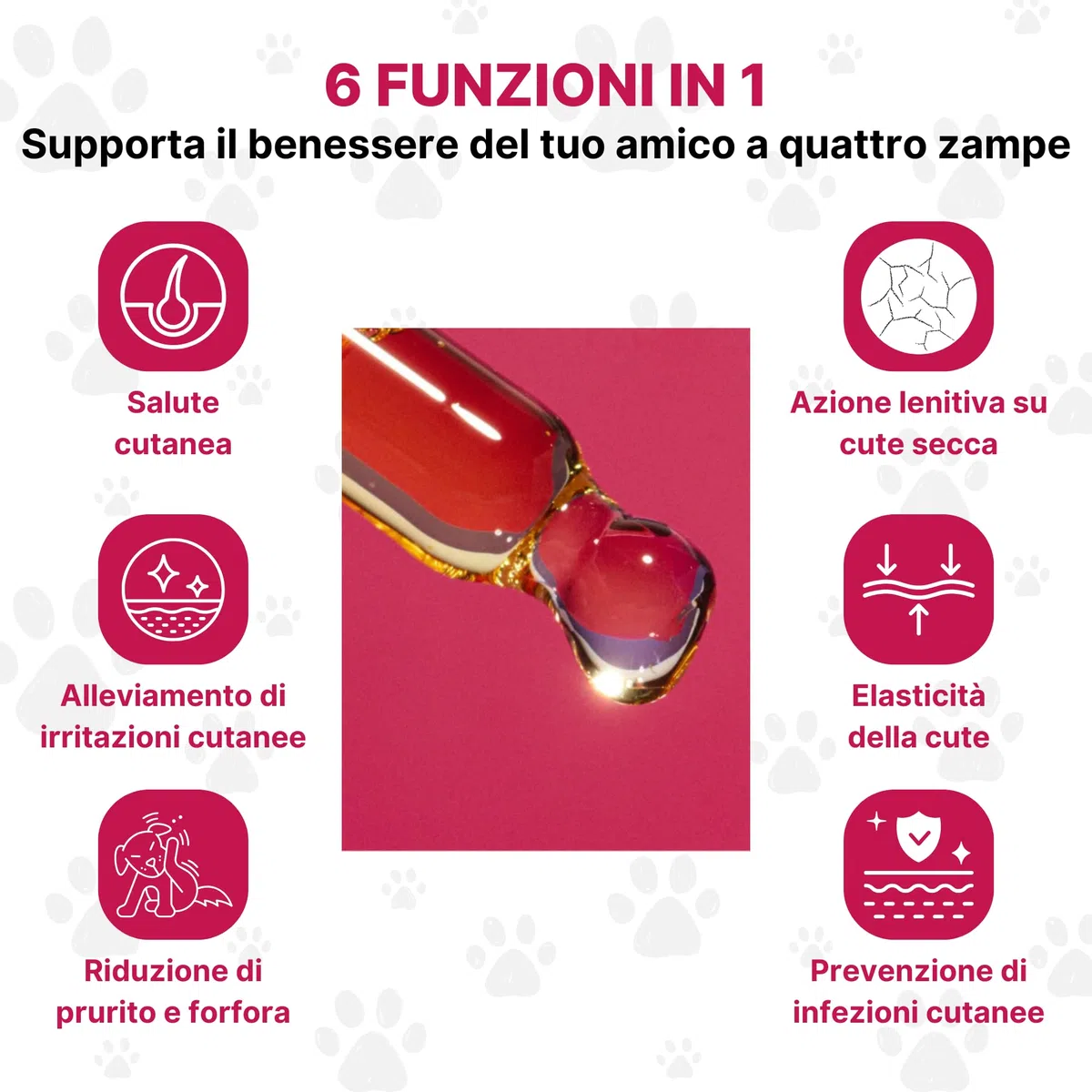 DermaPet Integratore Dermatite per Cute Cani e Gatti | Lenitivo Anti Rossore Naturale con Olio di Ribes | Prurito Cane e Gatto | 25ml | Integratori Olio contro Dermatiti Made in Italy | Longevity Pet