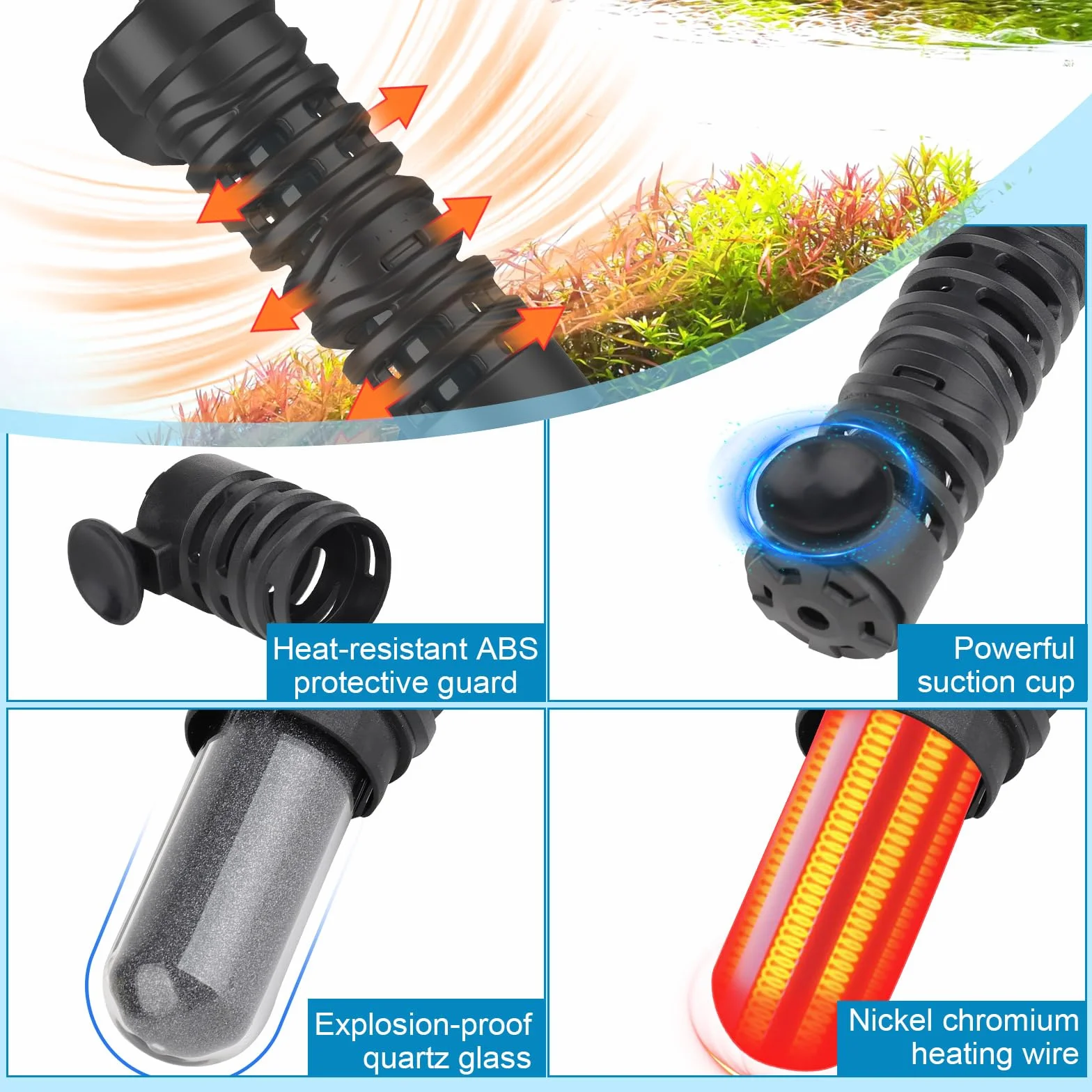hygger Sommergibile Riscaldatore per Acquario, 25W Mini Fish Tank Heater Aquarium Betta Heater con Digitale Display Controllo for 3-19L Freshwater Aquariums