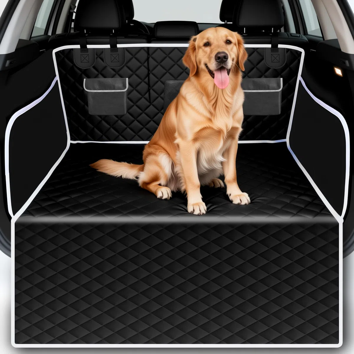 Telo Auto per Cani con Protezione Laterale e Paraurti-Impermeabile Antiscivolo e Resistente ai Graffi - Telo Bagagliaio Auto per Cani Universale,Coprisedile Auto per Cani,Facile da Pulire per Auto,SUV