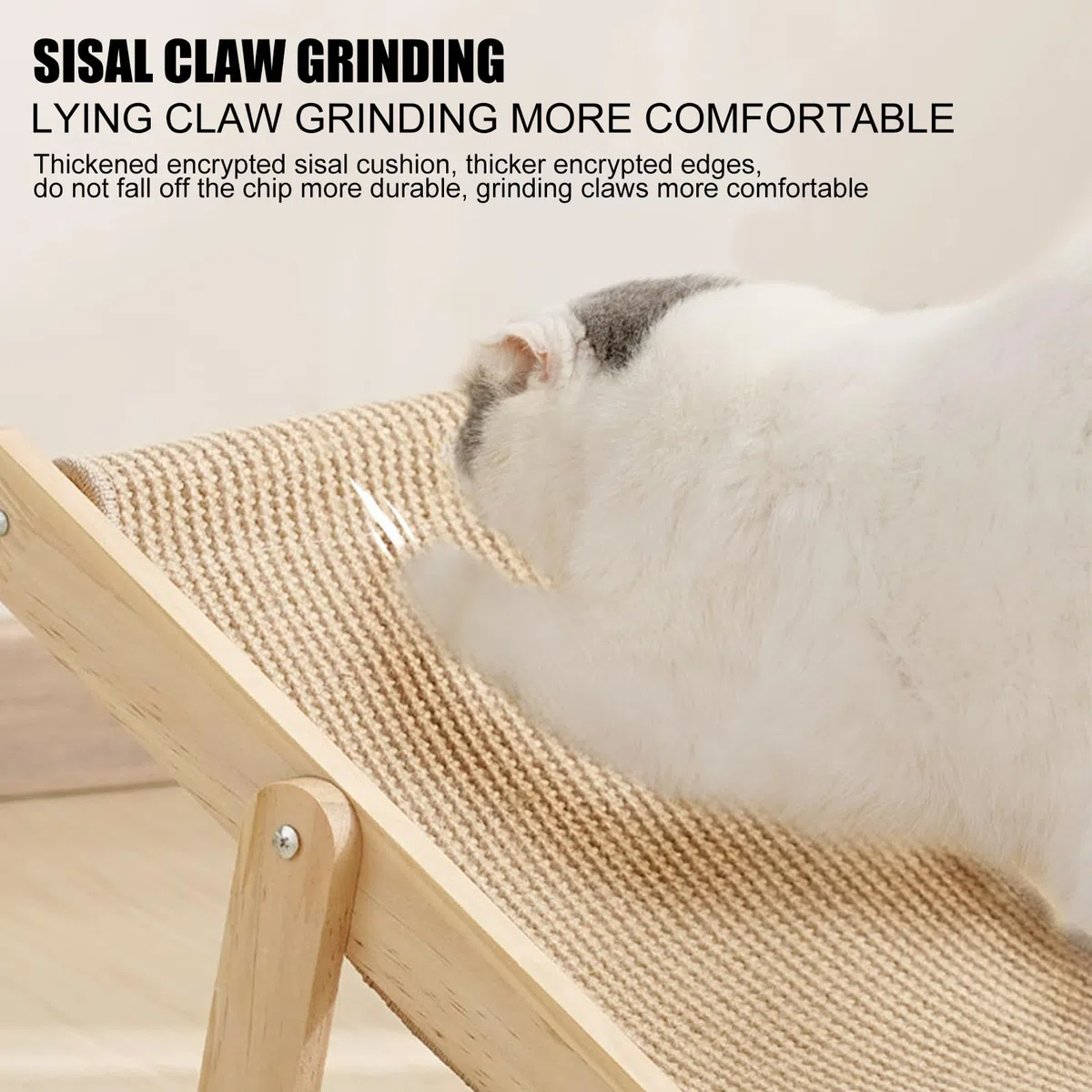 Sedia Per Gatti - Lettino Per Micetti In Canapa Sisal | Amaca Per Micini | Brandina Portatile Per Interno | Legno Di Legno Regolabile Elevato Di Gatto | Pieghevole Rialzato Per Gattini