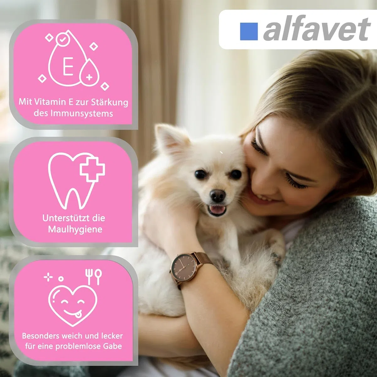 Alfavet FeliGum Gingiva (120 g) – alimento complementare per cani e gatti – soft drops per gengive e cavità orale – con Omega-3, vitamina E ed estratto di salice