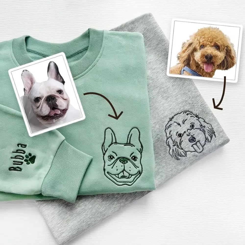 Felpa con cappuccio ricamata personalizzata, Foto per Animali Domestici + Nome,Domestici- Regalo per Mamma e papà Cane