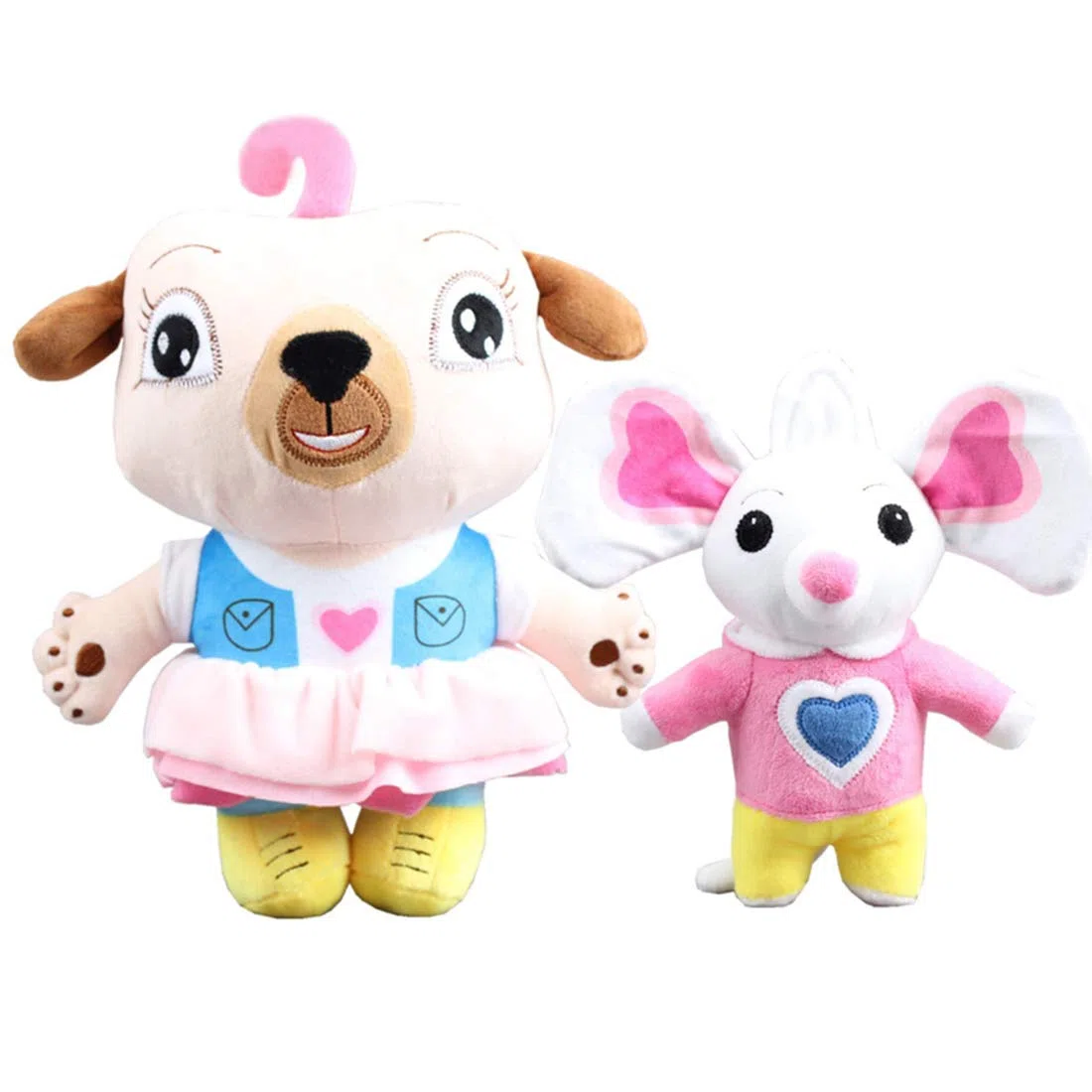 Peluche a forma di cane e topo, peluche per bambini (cane e topo)
